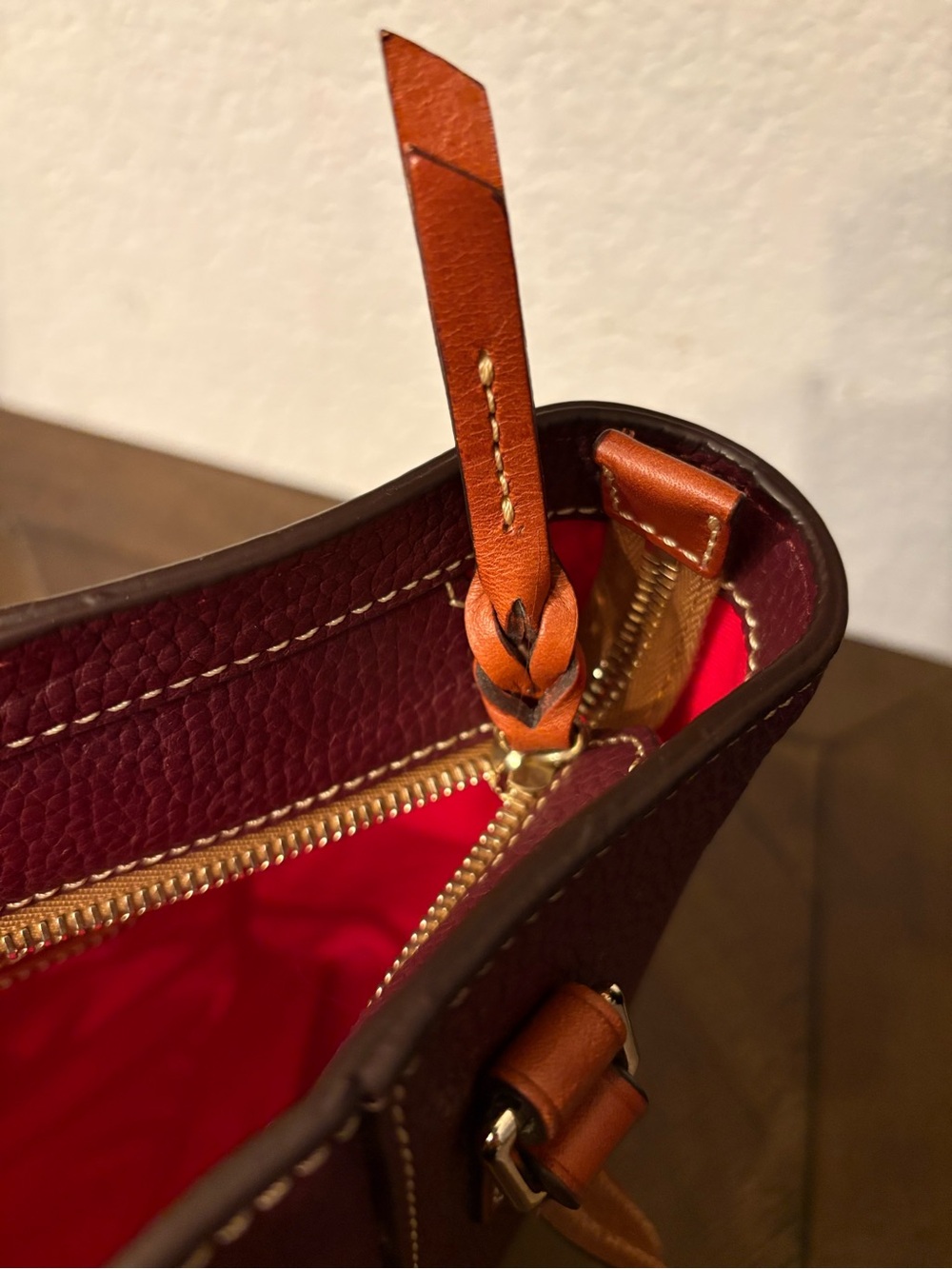 Dooney & Bourke Pebble Grain Shopper Tote Burgundy Wine Leather NWOT - Picture 12 of 12